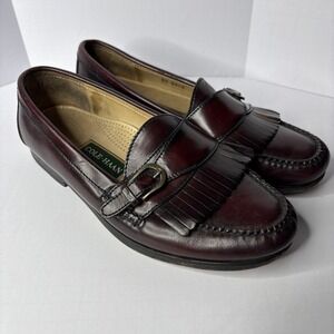 Vintage GH Bass Lance Loafers Mens 9 D Burgundy Leather Buckle Monk Strap Shoes
